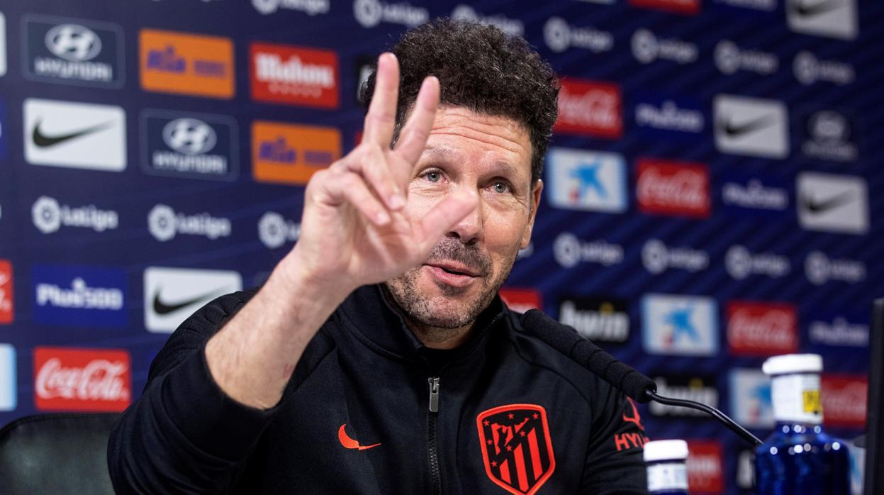 Simeone, este viernes en la rueda de prensa previa al Atlético - Sevilla