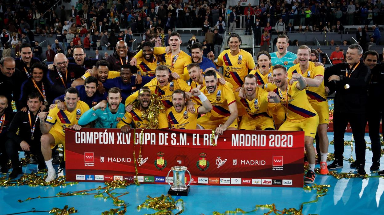El Barcelona celebra el título de la Copa del Rey
