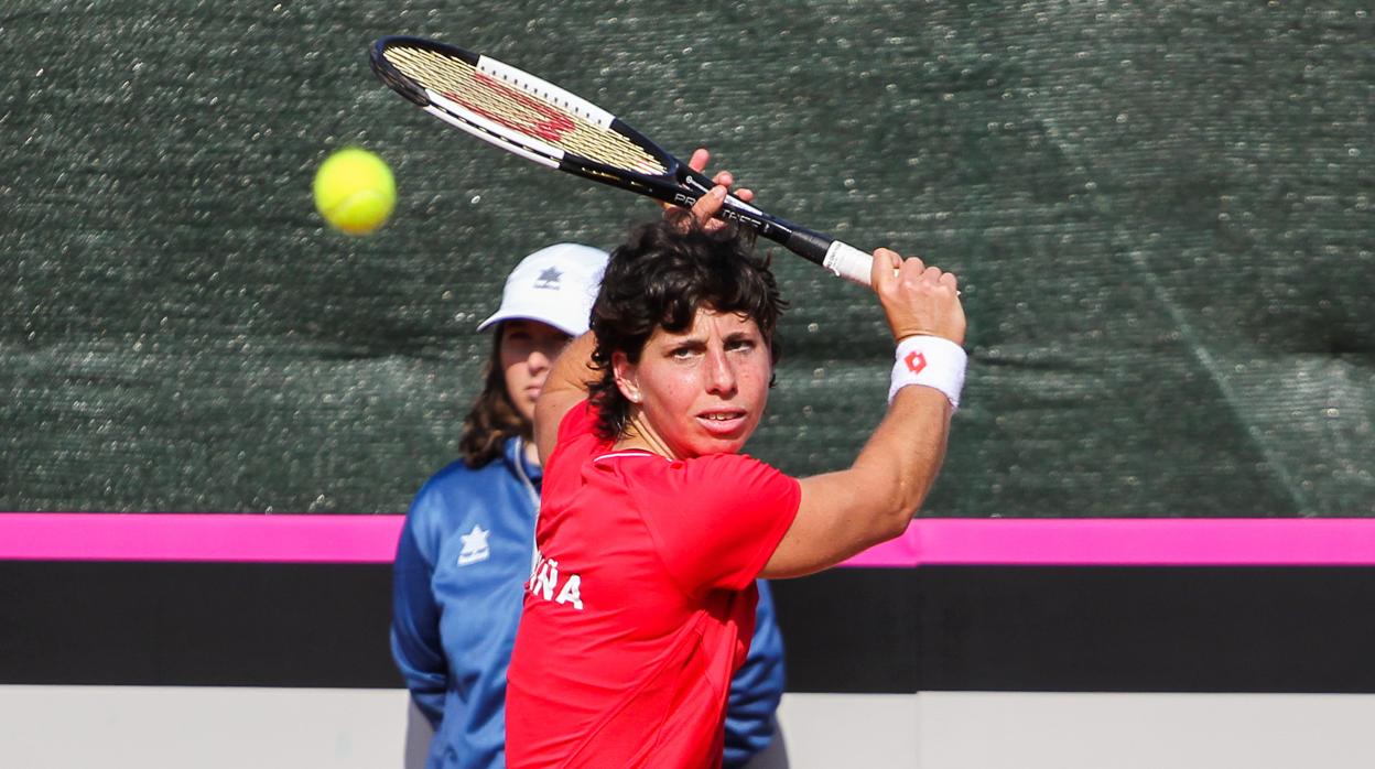 Carla Suárez, en un partido de la Copa Federacion