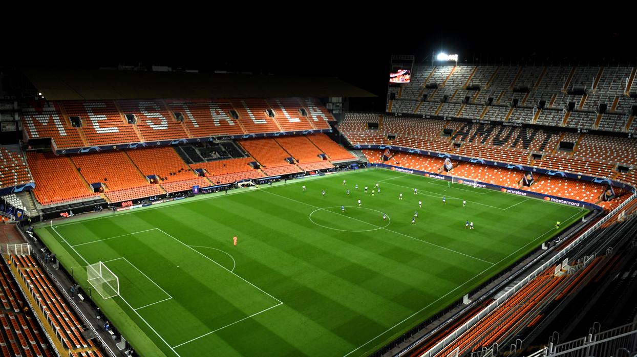 Mestalla, este martes vacío durante el Valencia-Atalanta de la Champions