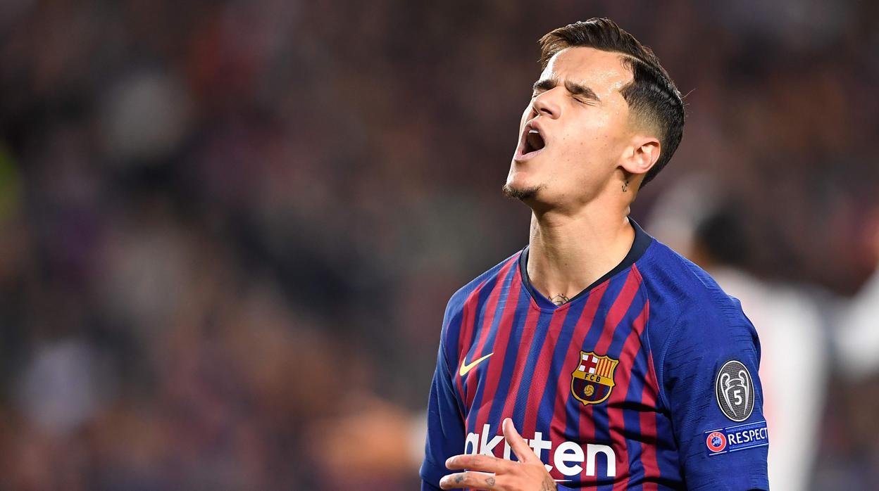 Coutinho se lamenta durante un partido del Barcelona la pasada temporada