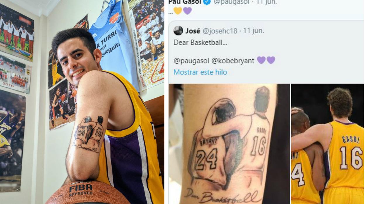 José Herrera muestra su tatuaje que ha gustado a Pau Gasol, como muestra en su perfil de Twitter.