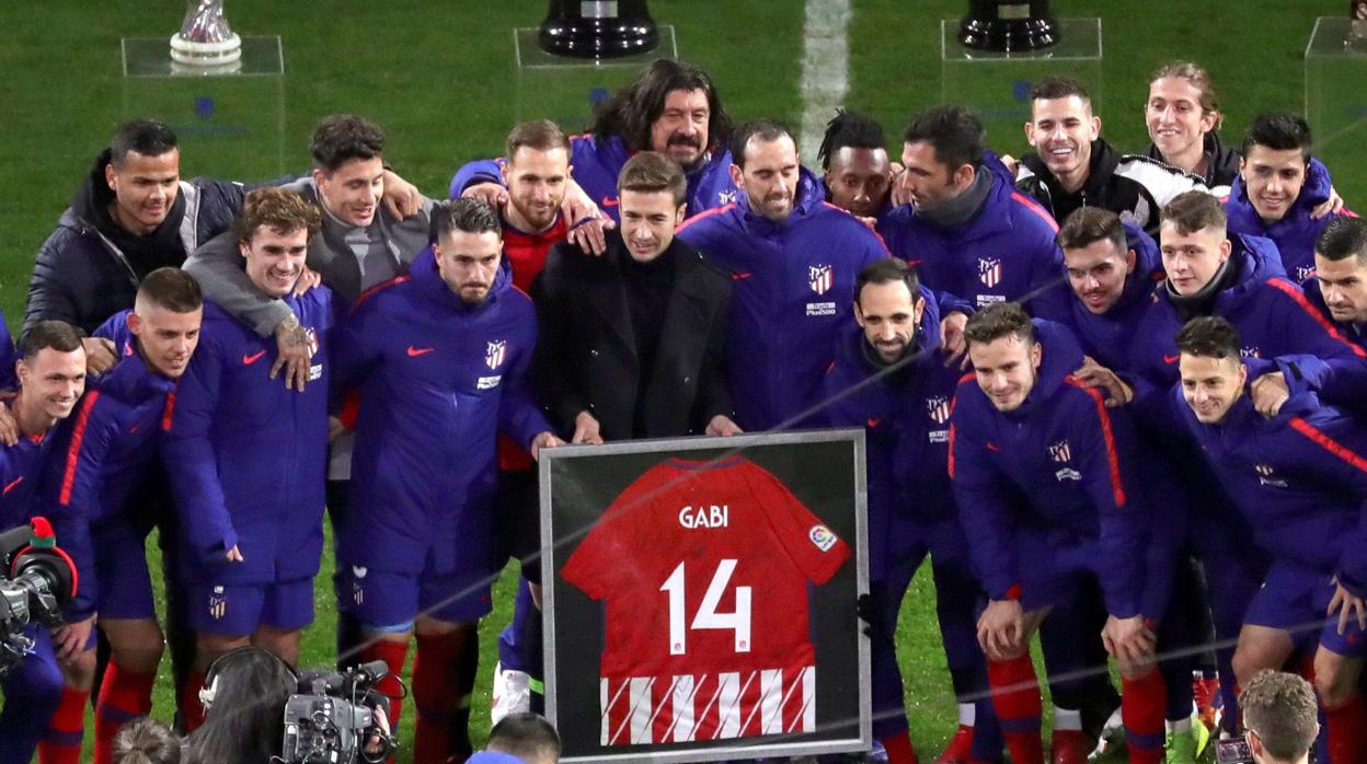 Gabi, en el homenaje de su despedida del Atlético