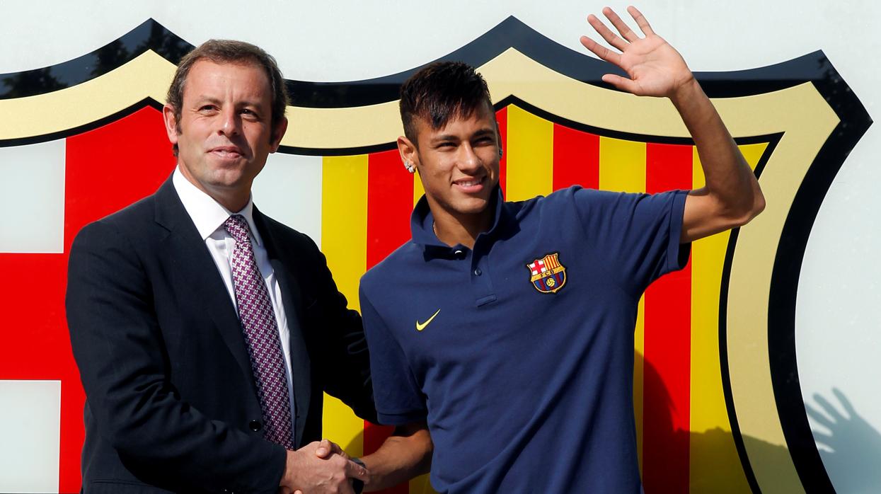 Neymar, en su presentación con el Barça