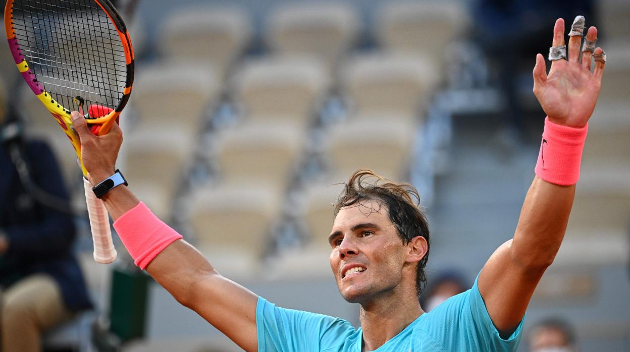Nadal celebra su triunfo en la semifinal ante el argentino Schwartzman