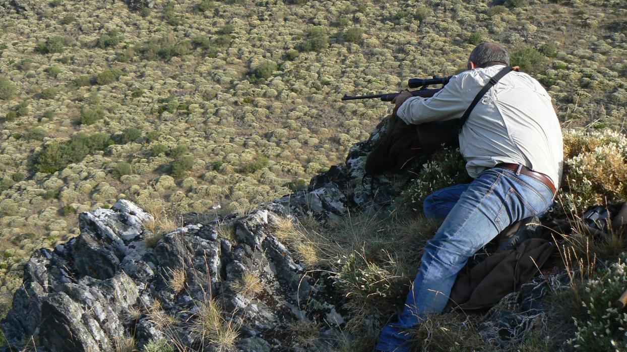 Un cazador, preparado para abatir desde la distancia a una presa