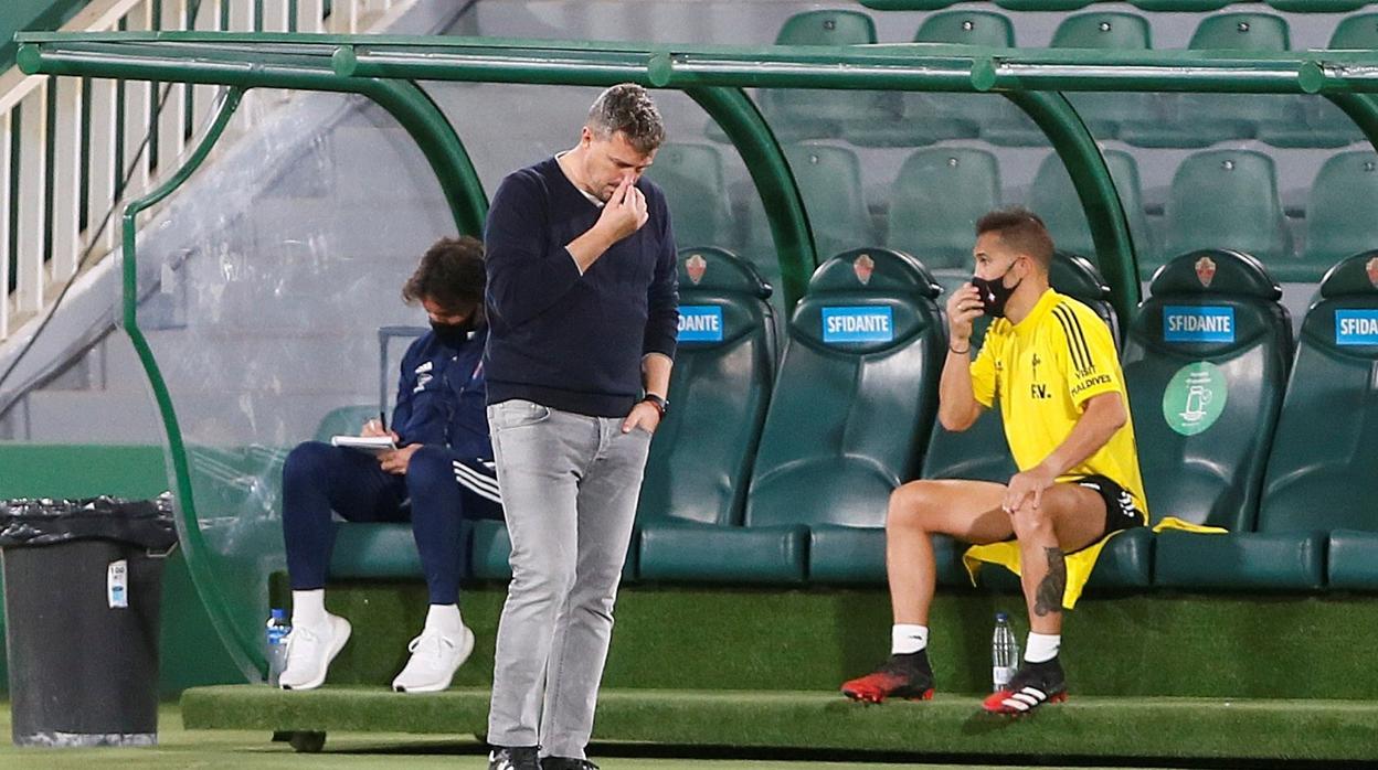 Oscar García, durante el partido de Liga contra el Elche
