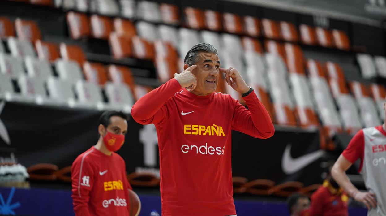 Scariolo, durante un entrenamiento de esta semana en Valencia