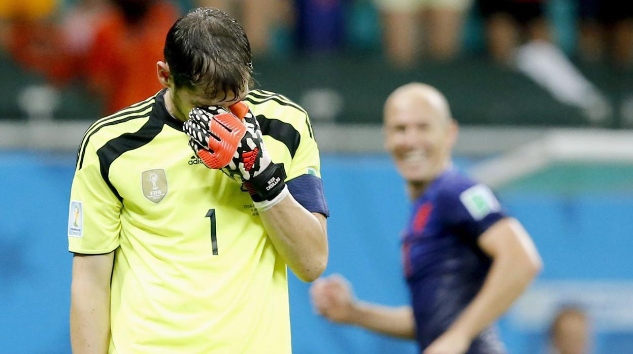 Casillas, ante Holanda en el Mundial de Brasil