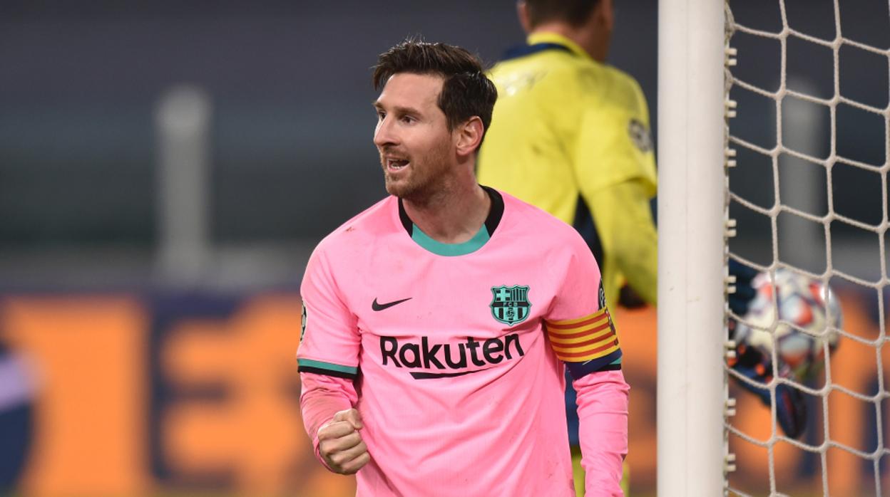 Leo Messi celebra un gol con el Barcelona