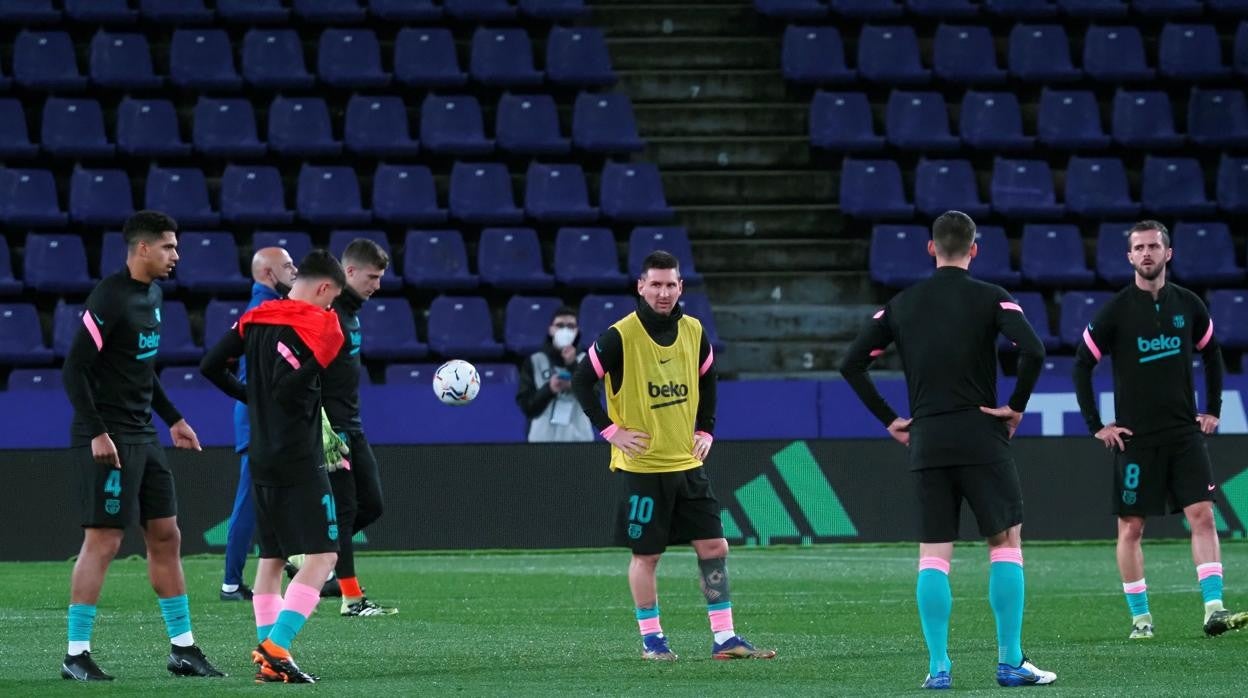 Leo Messi durante un calentamiento del Barcelona