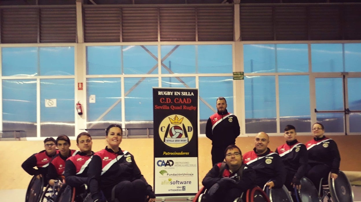 Los integrantes del CAAD Sevilla Quad Rugby