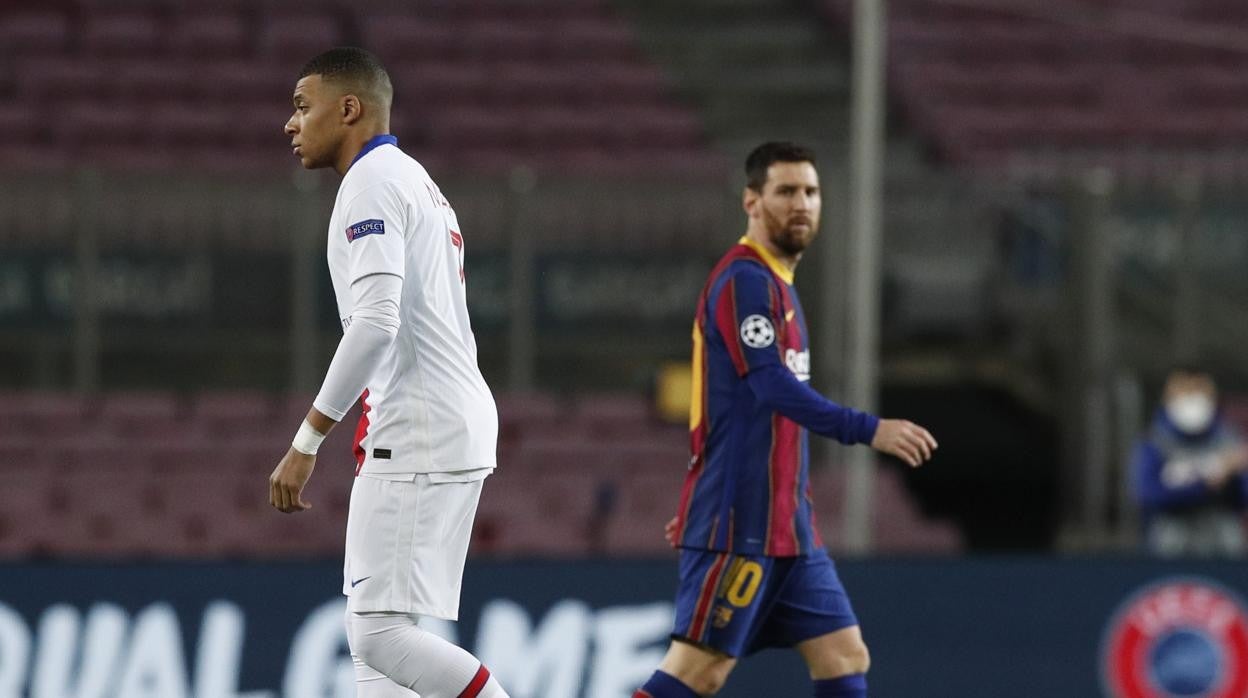 Mbappé y Messi centraron la atención durante el partido entre el Barcelona y el PSG