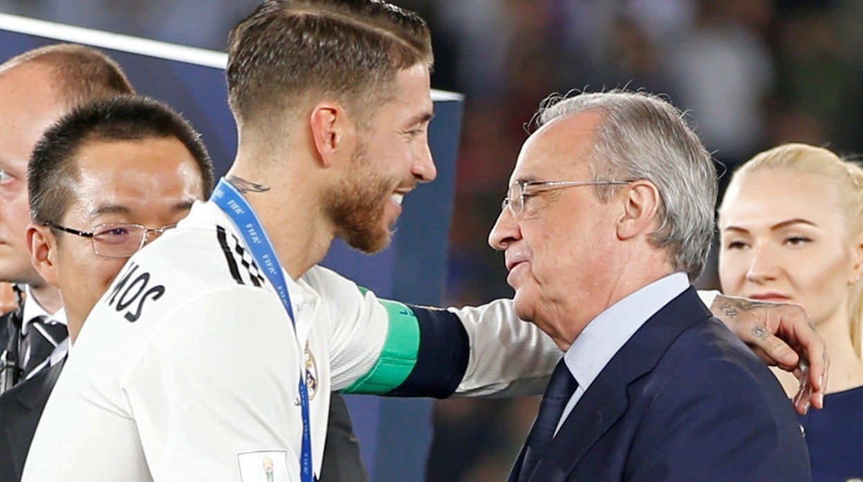 Sergio Ramos y Florentino Pérez, en su anterior acuerdo de renoación