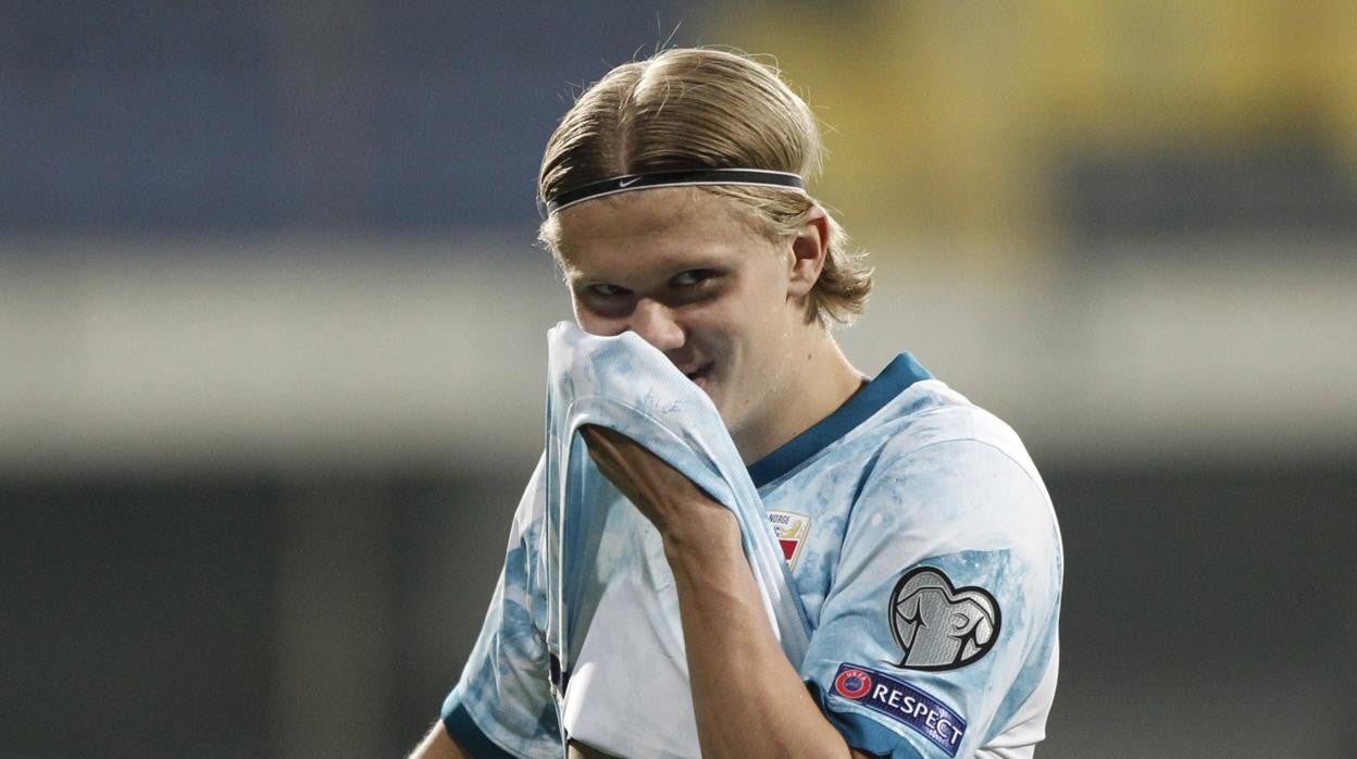 Haaland, durante un partido de la selección noruega