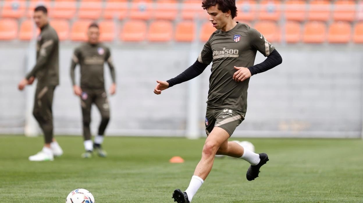 Joao Félix, en el entrenamiento del Atlético de Madrid de este sábado