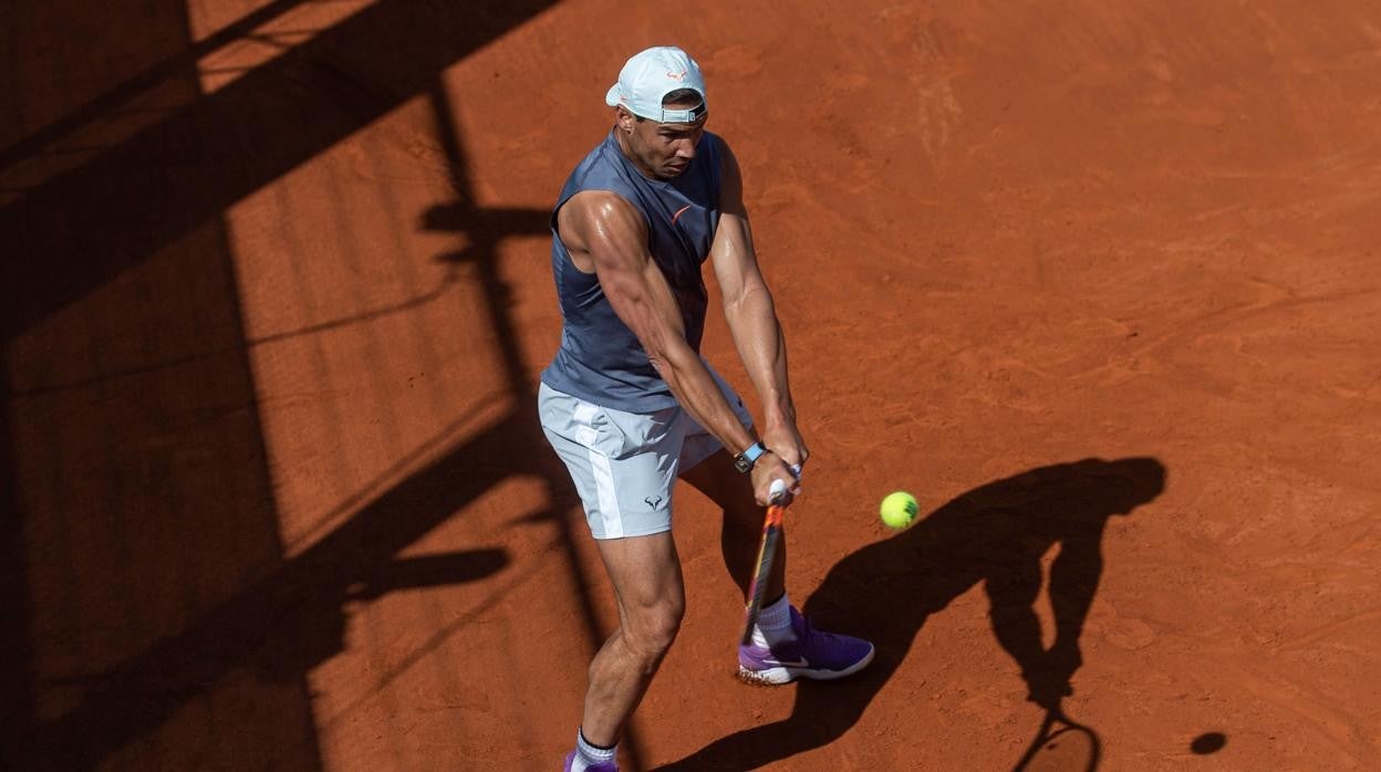 Rafael Nadal, durante un entrenamiento en la Caja Mágica