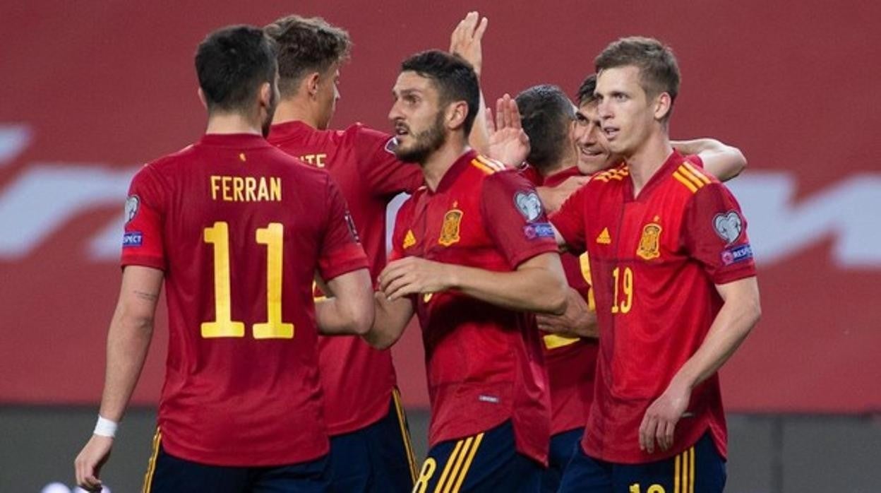 La selección española en un partido