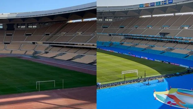 El antes y el después del estadio de la Cartuja para acoger la Eurocopa