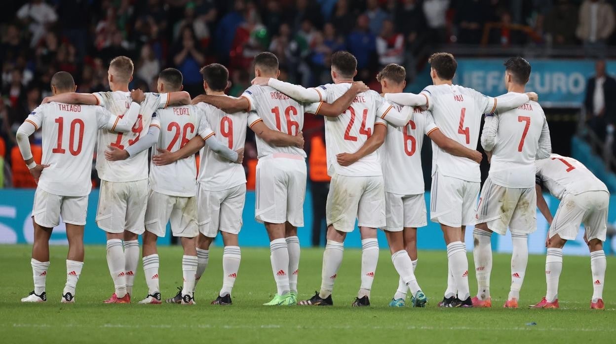 La selección, en la tanda de penaltis contra Italia