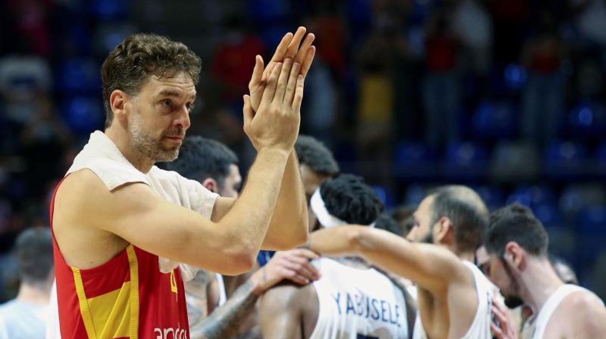 Gasol en la victoria ante Francia en un amistoso previo a las Olimpiadas