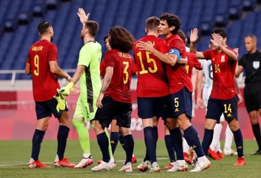 La selección española tras conseguir el pase a cuartos de final.