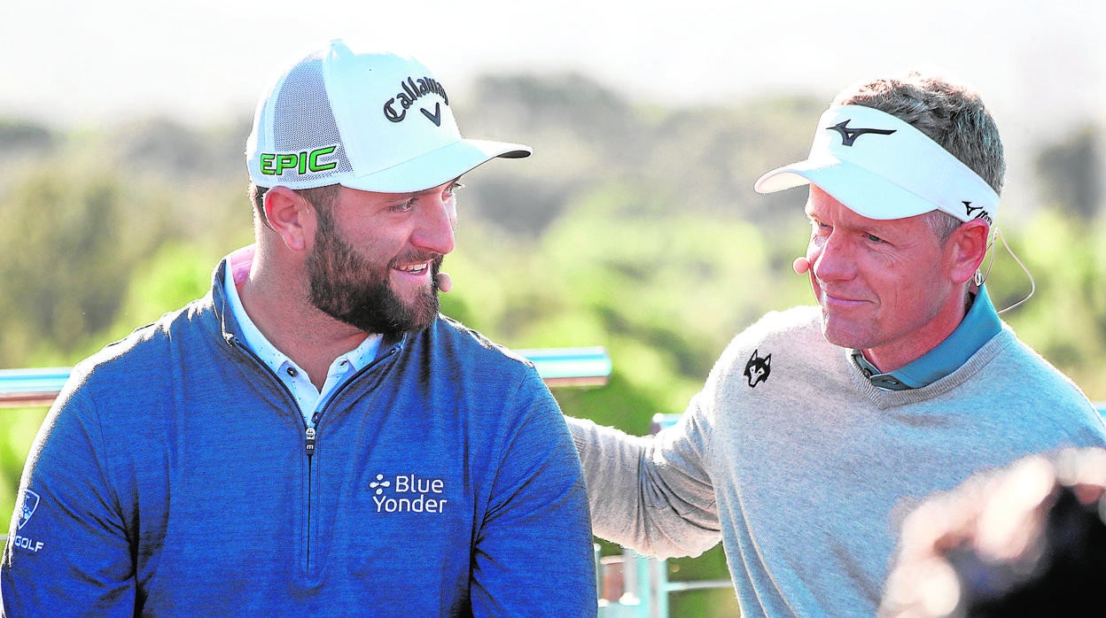 Jon Rahm y Luke Donald, ayer en el Club de Campo Villa de Madrid