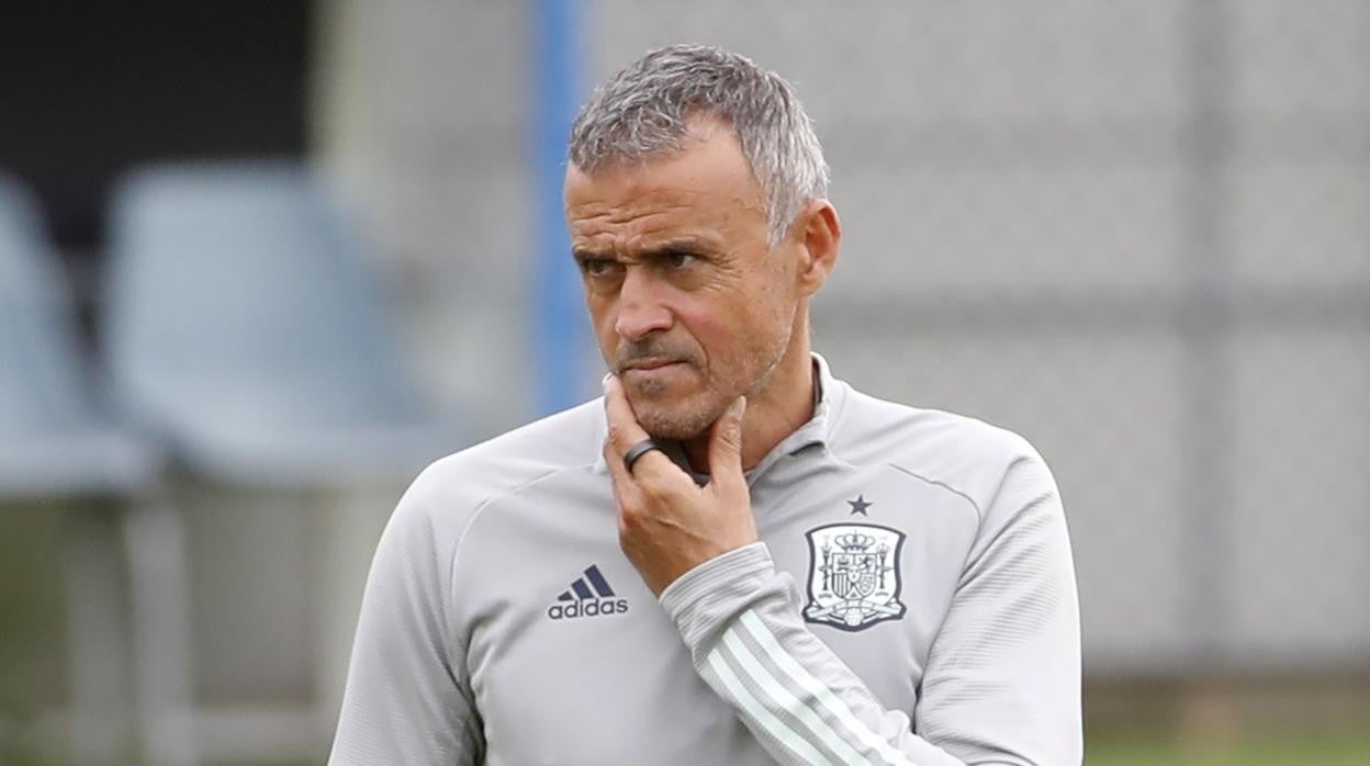 Luis Enrique en el entrenamiento previo a la final ante Francia