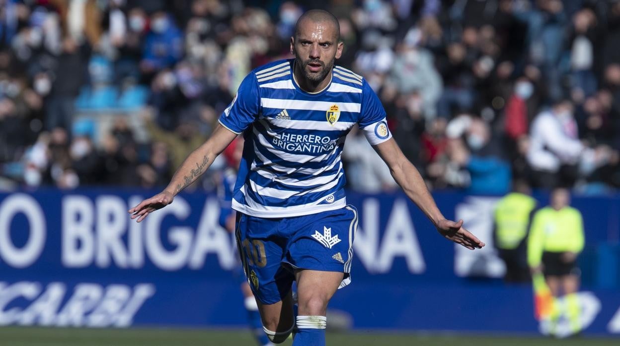 Yuri celebra su último gol en la Liga Smartbank ante el Leganés