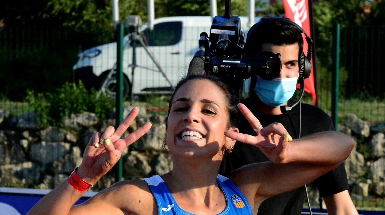 Maribel Pérez, tras proclamarse campeona de España de los 100 en 2021