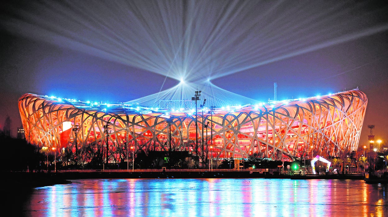 El estadio nacional, durante uno de los ensayos de la ceremonia de inauguración