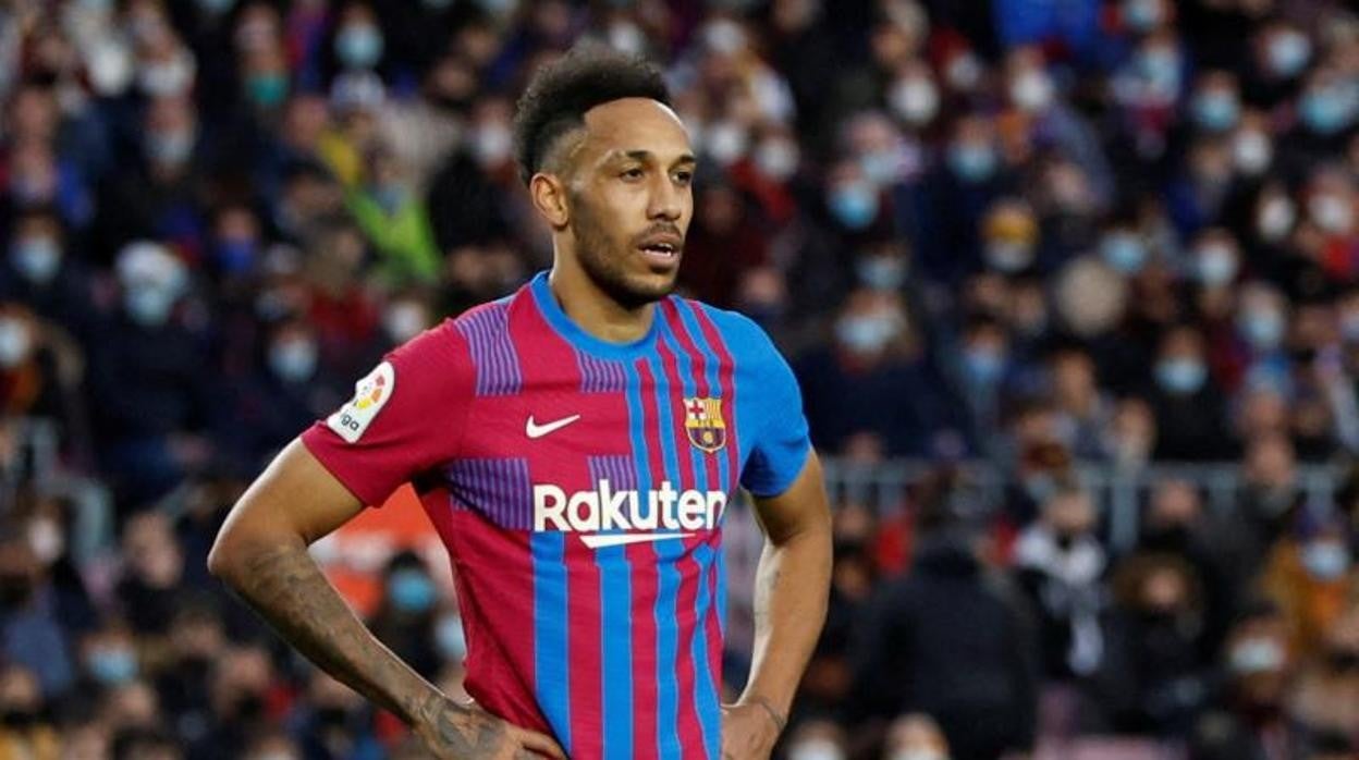 Aubameyang, durante un partido del Barcelona