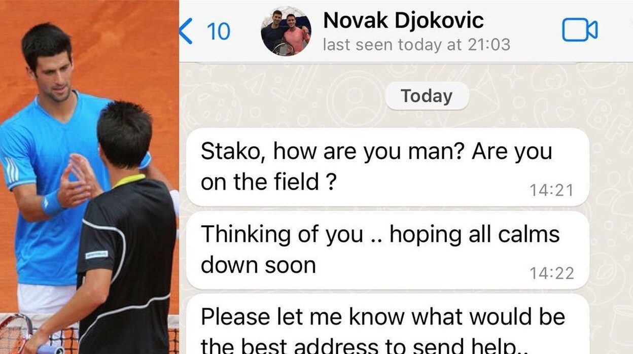 El tenista Stakhovsky, en el frente de Kiev, desvela los mensajes de apoyo de Djokovic