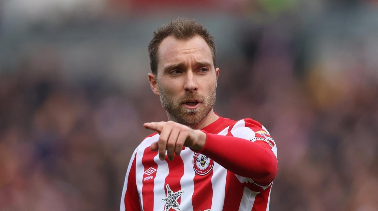 Eriksen, durante un partido contra el Brentford