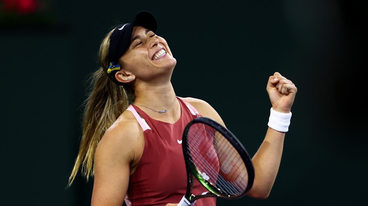 La tenista Paula Badosa, celebrando su victoria en Indian Wells