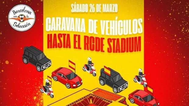 Una caravana de vehículos con las banderas de España arropará a la selección en Barcelona