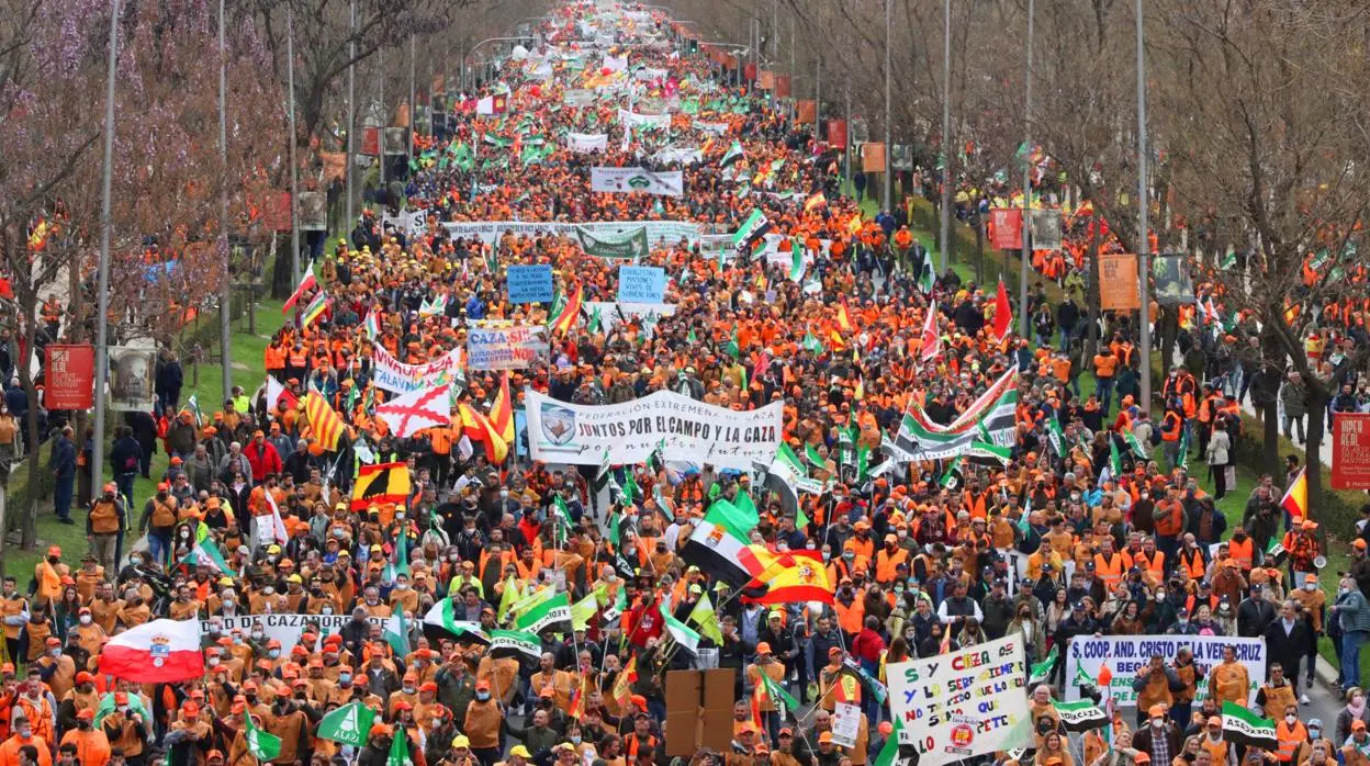 Manifestación a favor del mundo rural y de la caza celebrada en Madrid el pasado 20 de marzo