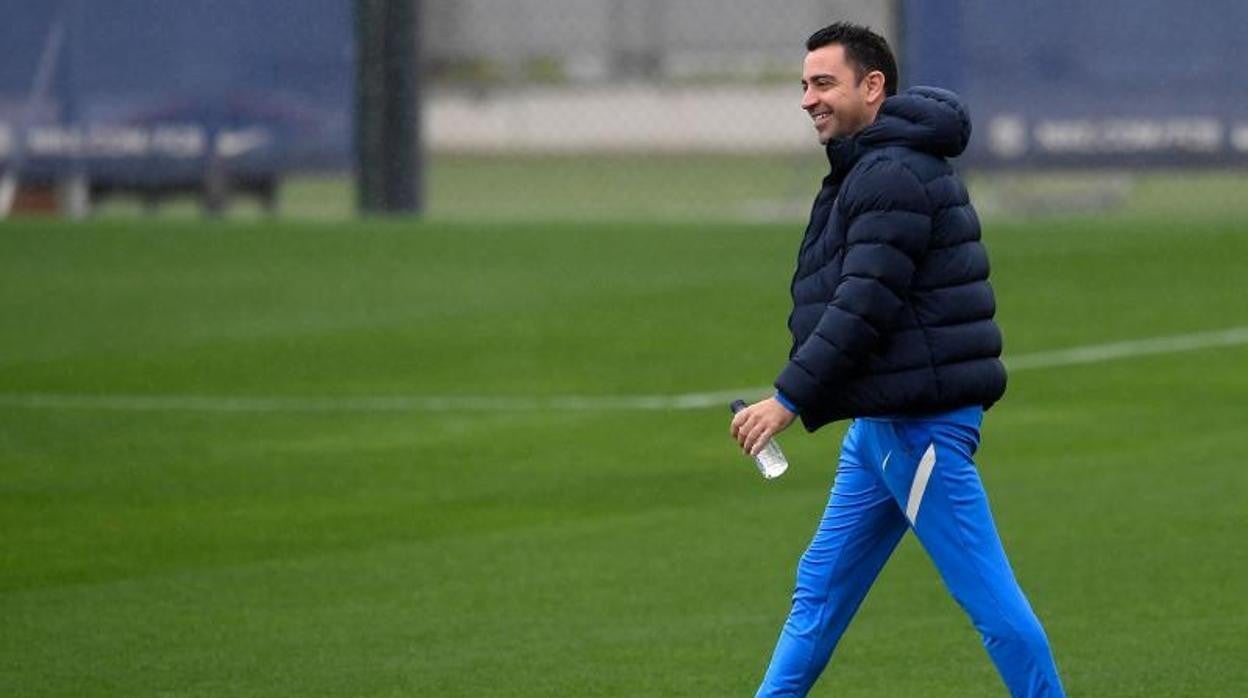 Xavi, durante el entrenamiento de este miércoles