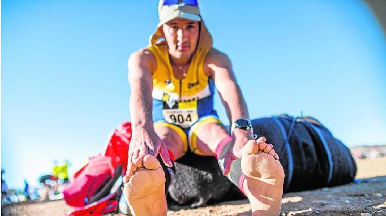 Karim El Hayani, al acabar una de las etapas del Marathon des Sables