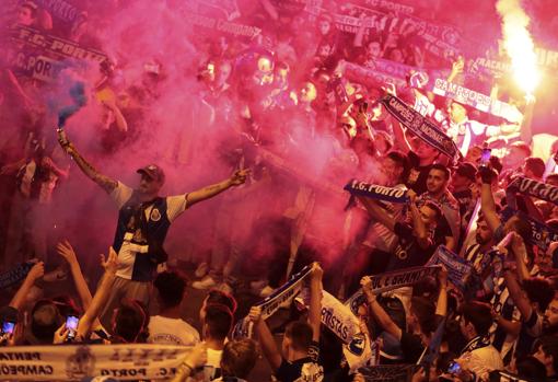 La afición del Oporto, ayer en las celebraciones del título