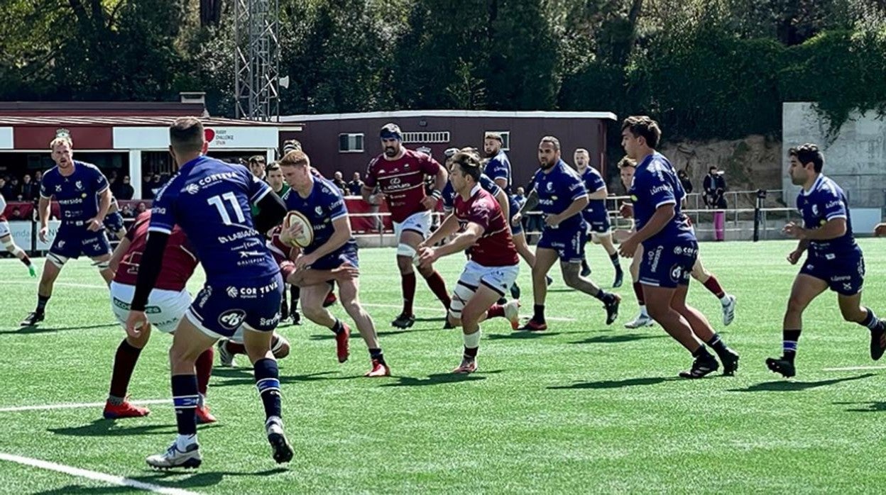 Imagen de un lance de la semifinal de la Copa del Rey de rugby entre el Alcobendas y el Ciencias