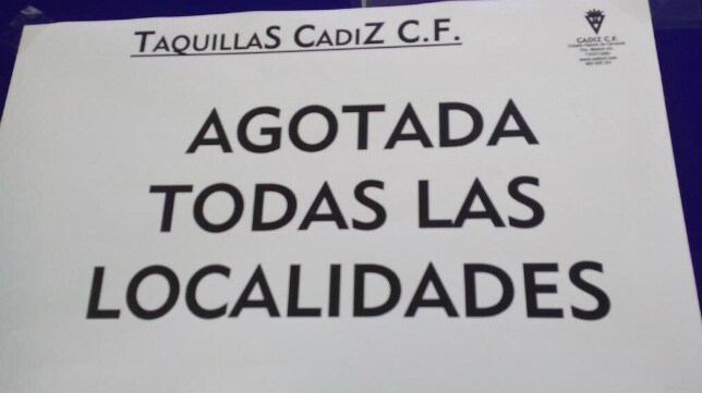 Agotadas las localidades para el Cádiz CF-CD Tenerife