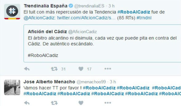 #RoboalCádiz se convierte en Trending Topic