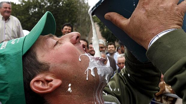 Un ganadero durante una manifestación