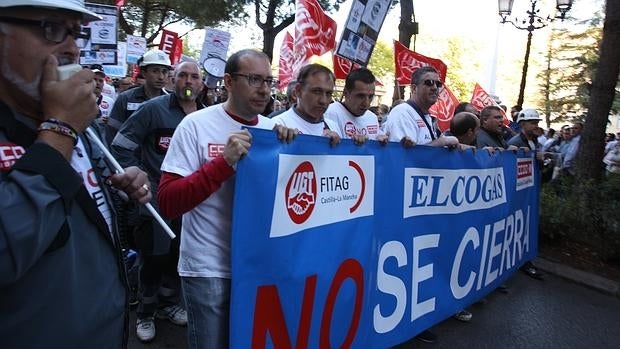 Manifestación de trabajadores de la central contra el cierre de la misma