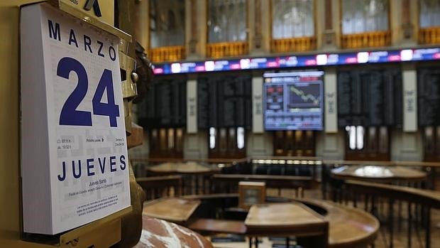 Vista de la Bolsa de Madrid en la jornada de ayer