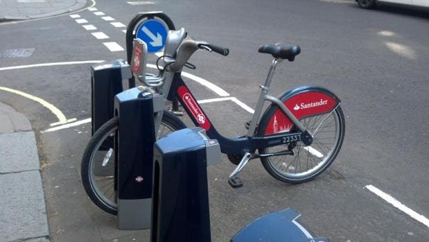 Publicidad del Banco Santander en el servicio público de bicicletas de Londres