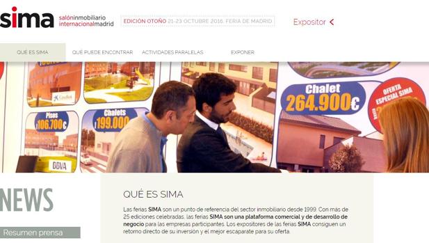 Página web del salón inmobiliario SIMA