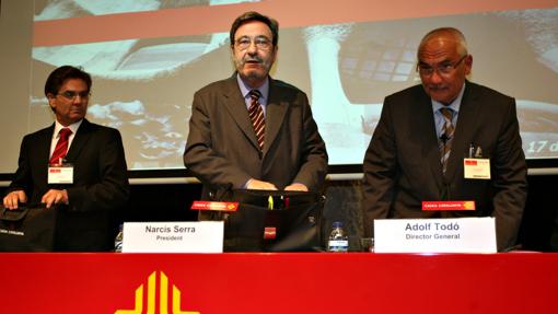 Los expresidentes de Catalunya Caixa, Narcís Serra y Adolf Todó