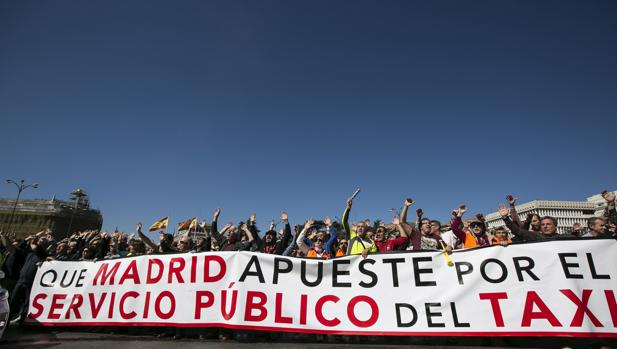 Huelga de taxistas en Madrid el pasado 16 de marzo